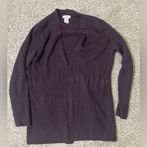 Brooks Brothers 346 Pure Wool Merino Hong Kong Purple Knit Open Cardigan Medium